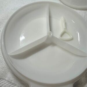 Vintage Tupperware Suzette 3-Section Relish Tray w/ Lid & Handle